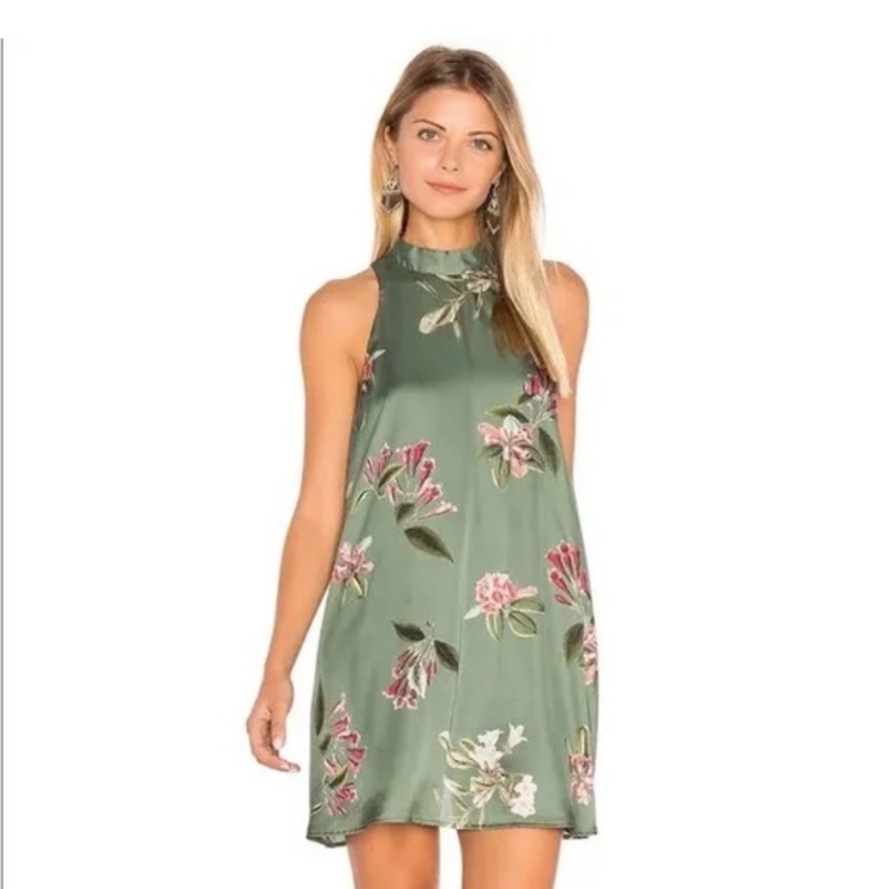 Show me your mumu‎ V-right back halter mini dress In Laura Flora NWOT Sz XSmall